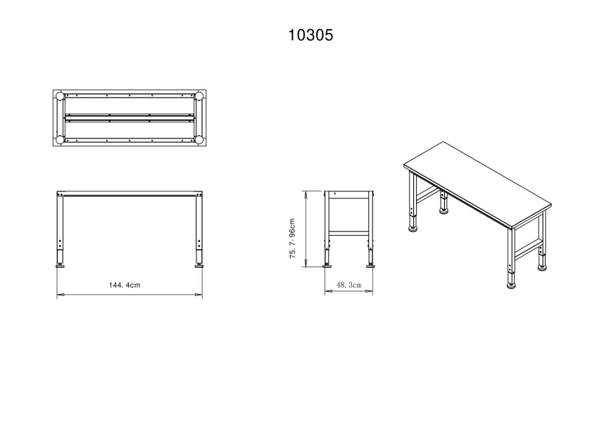 HBM Werkbank Met Massief Houten Blad, In Hoogte Verstelbaar, 152 Cm 9 HBM Werkbank Met Massief Houten Blad, In Hoogte Verstelbaar, 152 Cm - Afbeelding 9