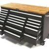 HBM Verrijdbare Gereedschapswagen Met Houten Werkblad - 146 Cm - Zwart