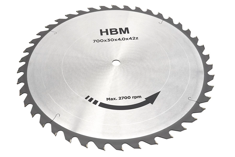 HBM 700 Mm - 42-T Zaagblad Voor HBM Professionele Wipzaag / Brandhoutzaag 5.5 PK - 400 Volt 1 HBM 700 Mm - 42-T Zaagblad Voor HBM Professionele Wipzaag / Brandhoutzaag 5.5 PK - 400 Volt