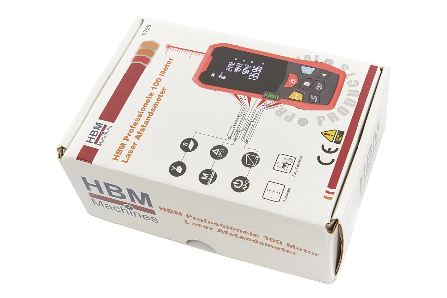 HBM Professionele 100 Meter Laser Afstandsmeter 5 HBM Professionele 100 Meter Laser Afstandsmeter - Afbeelding 5