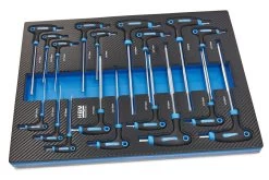 HBM 18 Delige T-Grepen INCH Maten Carbon Foam Inlay Voor Gereedschapswagen