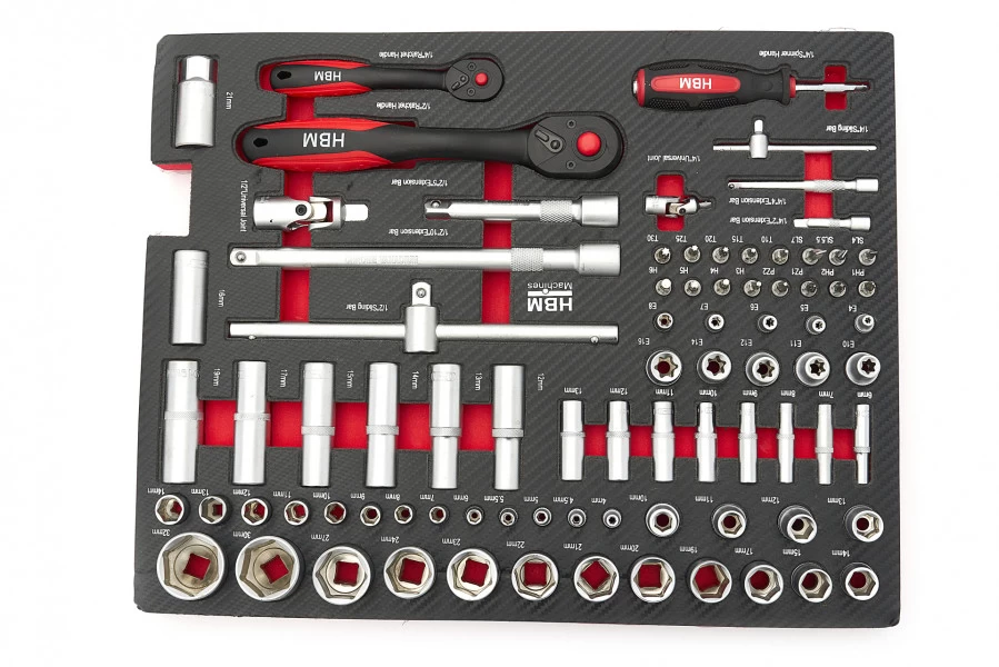 HBM Professionele 238 Delige Gereedschapskoffer, Gereedschapstrolly Met Carbon Inlays 5 HBM Professionele 238 Delige Gereedschapskoffer, Gereedschapstrolly Met Carbon Inlays - Afbeelding 5