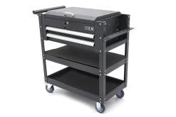 HBM 2 Laden Gereedschapswagen Met 2 Plateaus En Opbergvak - 91 Cm - Zwart