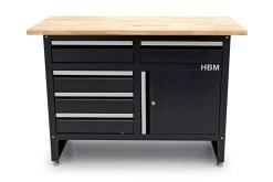 HBM 120 Cm Werkbank Met 5 Laden 1 Deur En Massief Houten Werkblad