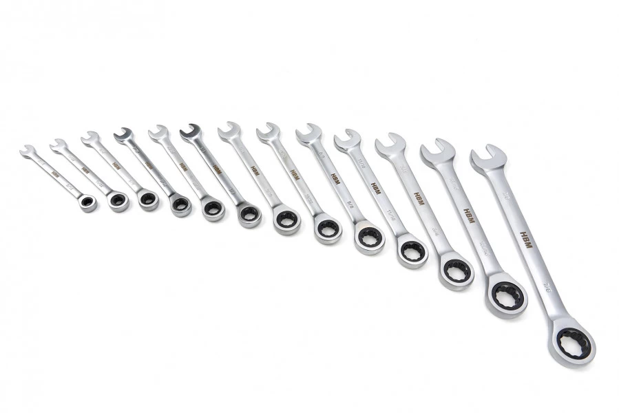 HBM 13 Delige Ring, Ratel, Steeksleutelset INCH In Carbon Foam Inlay Voor Gereedschapswagen 5 HBM 13 Delige Ring, Ratel, Steeksleutelset INCH In Carbon Foam Inlay Voor Gereedschapswagen - Afbeelding 5