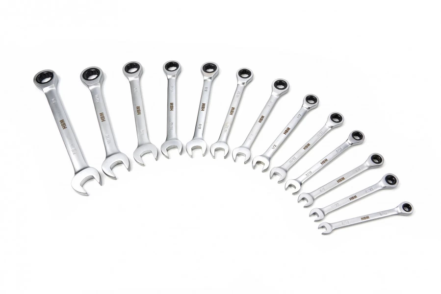 HBM 13 Delige Ring, Ratel, Steeksleutelset INCH In Carbon Foam Inlay Voor Gereedschapswagen 8 HBM 13 Delige Ring, Ratel, Steeksleutelset INCH In Carbon Foam Inlay Voor Gereedschapswagen - Afbeelding 8