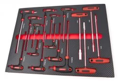 HBM 16 Delige T-Grepenset In Carbon Foam Inlay Voor Gereedschapswagen