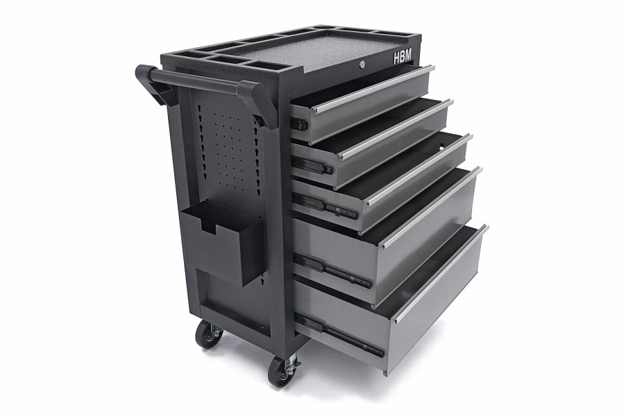 HBM Verrijdbare Gereedschapswagen Met 5 Laden - 80cm - Zwart 4 HBM Verrijdbare Gereedschapswagen Met 5 Laden - 80cm - Zwart - Afbeelding 4
