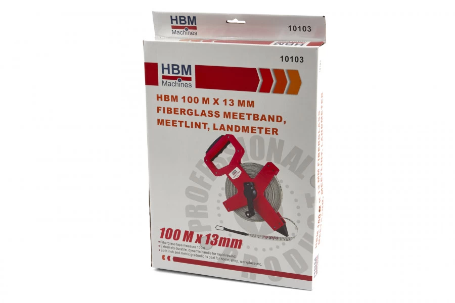 HBM 100 M X 13 Mm Fiberglass Meetband, Meetlint, Landmeter 7 HBM 100 M X 13 Mm Fiberglass Meetband, Meetlint, Landmeter - Afbeelding 7