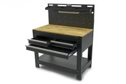 HBM Werkbank Met 3 Laden, Achterwand, LED Verlichting En Stekkerdoos