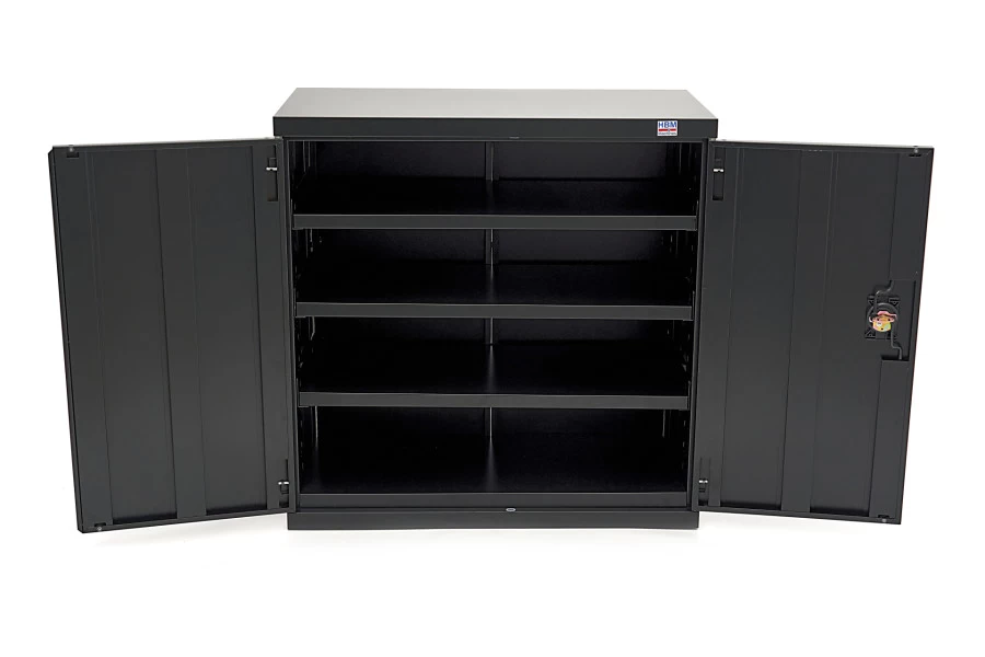 HBM Profi Gereedschapskast 90 X 45 X 90 Cm. Met 3 Planken Zwart 6 HBM Profi Gereedschapskast 90 X 45 X 90 Cm. Met 3 Planken Zwart - Afbeelding 6