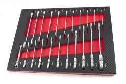 HBM 22 Delige Ring Ratel Steeksleutelset In Carbon Foam Inlay Voor Gereedschapswagen