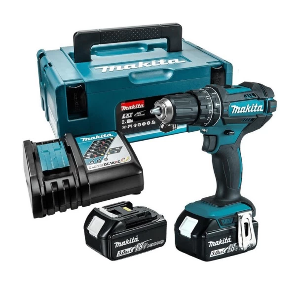 Makita DHP482RFJ Klopboor-/schroefmachine Set 18V 2x 3,0Ah